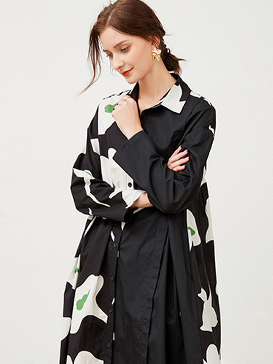 Plus Midi Dresses - Size Curve Dresses Plus Size Loose Elegant Floral Pattern Stitching Midi Dress - MsDressly