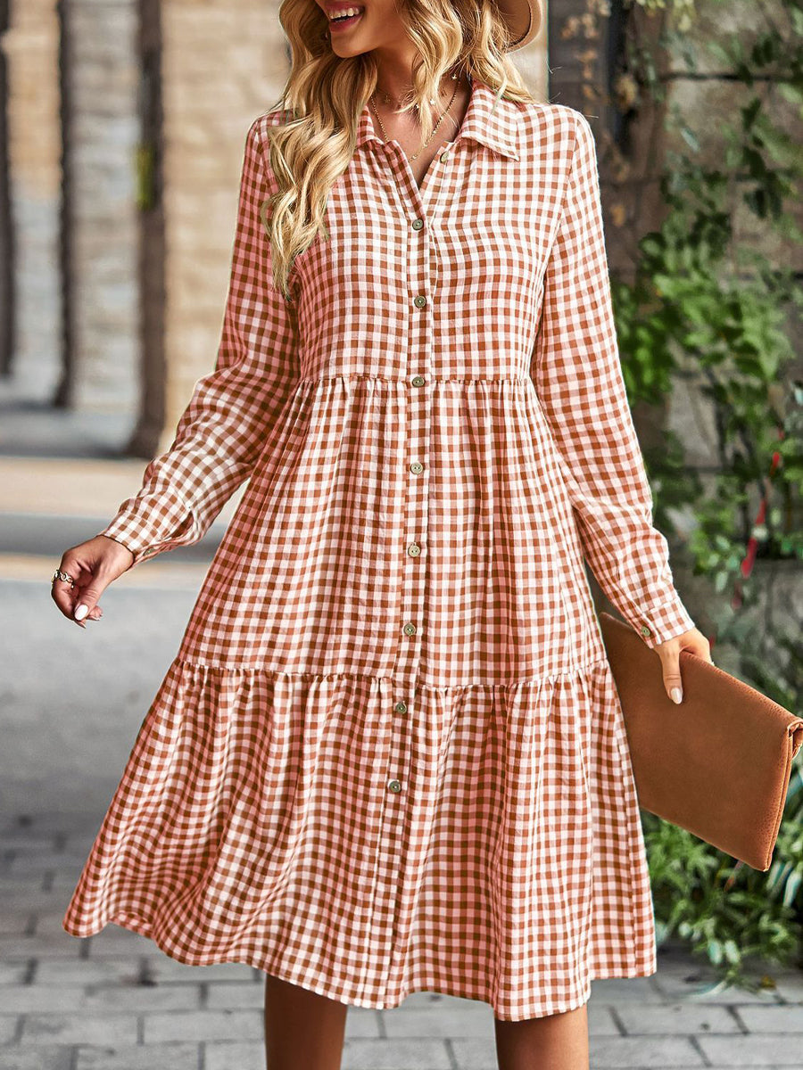 Midi Dresses - Elegant Casual Commuter Striped V Neck Midi Dress - MsDressly