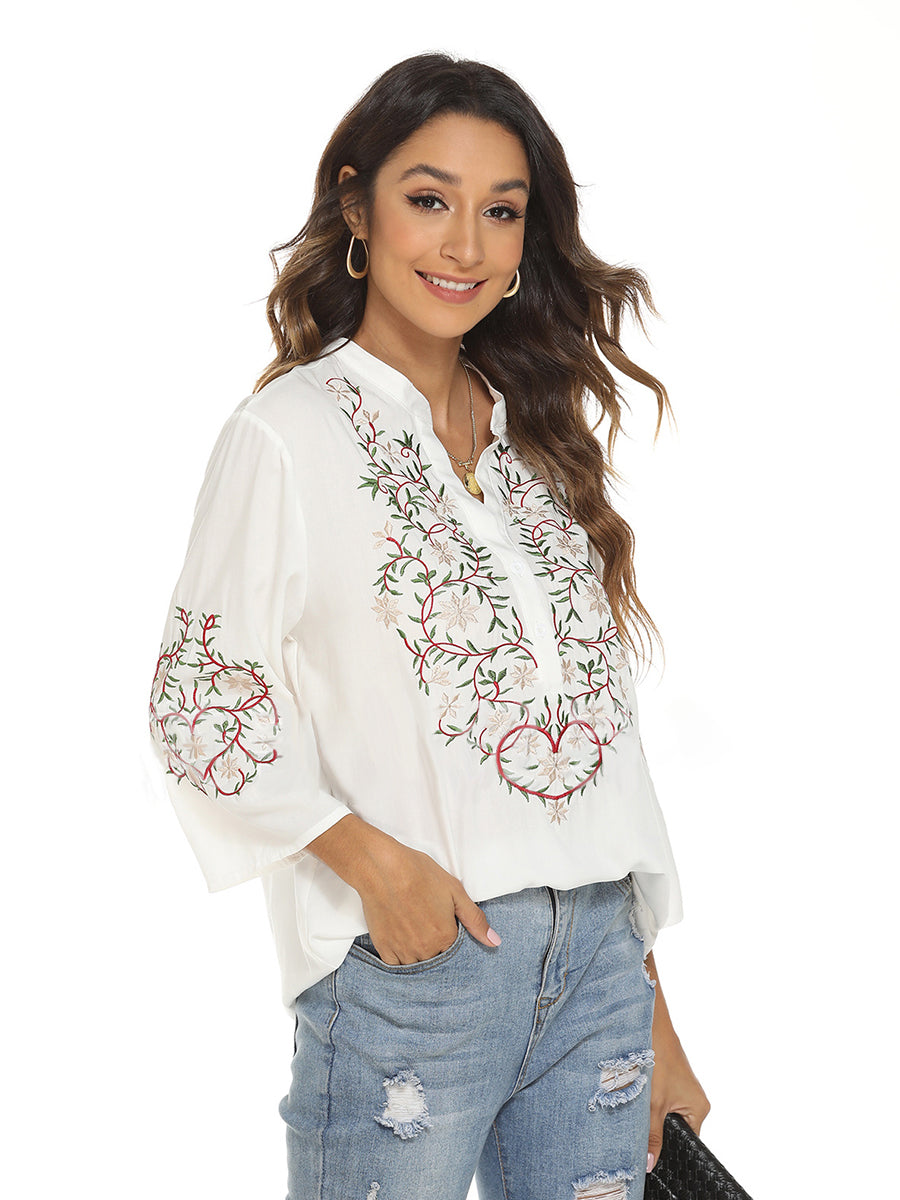 Blouses - Trumpet Sleeve Elegant Commuter Printed Blouse - MsDressly
