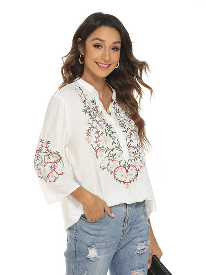 Blouses - Trumpet Sleeve Elegant Commuter Printed Blouse - MsDressly