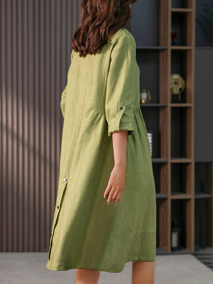 Midi Dresses - Elegant French Show Thin Solid Color Midi Dress - MsDressly