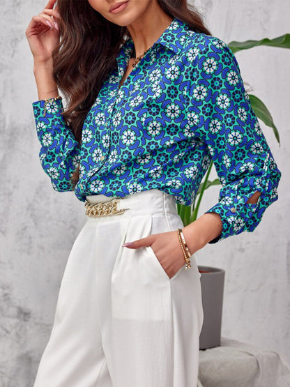 Blouses - Loose And Elegant Printed Breasted Blouse - MsDressly