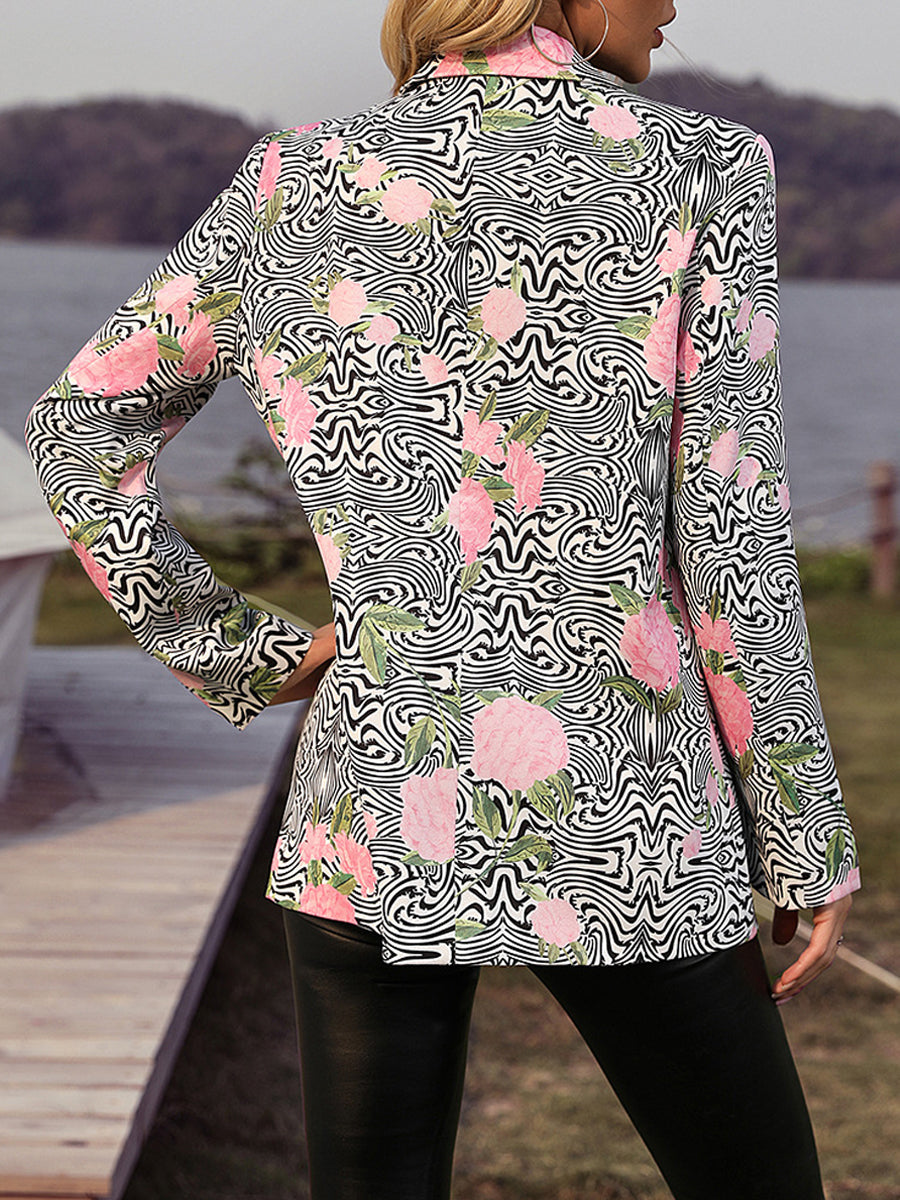 Blazers - Fashion Printed Casual Lapel And Versatile Blazer - MsDressly