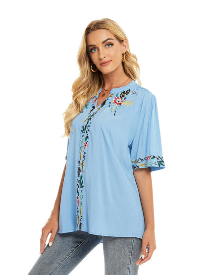 Blouses - Fashion Embroidery Temperament Commuter Blouse - MsDressly