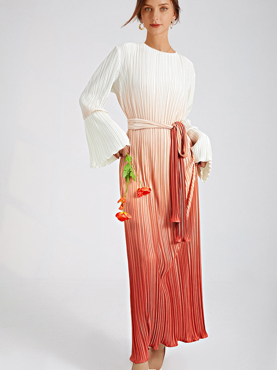 Pleated High Waist Commuting Temperament Maxi Dress