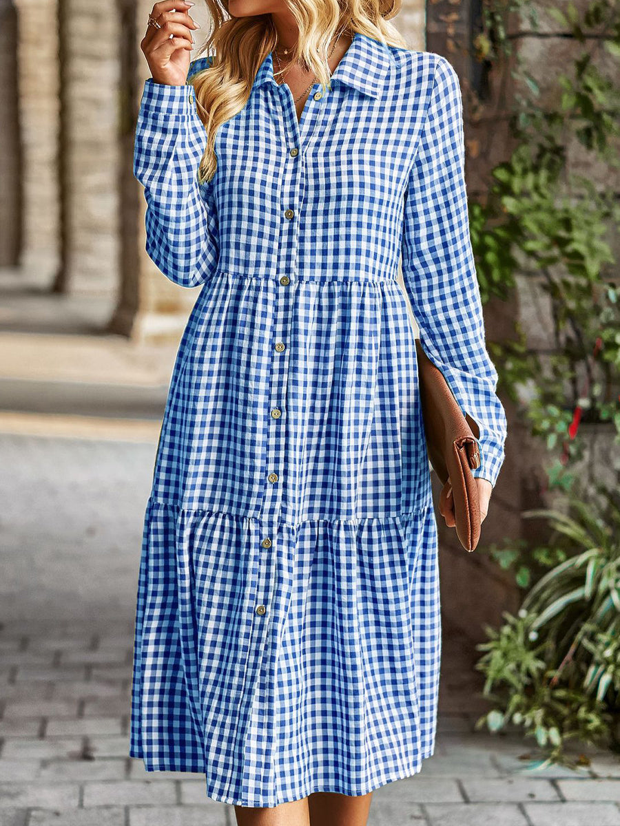 Elegant Casual Commuter Striped V Neck Midi Dress