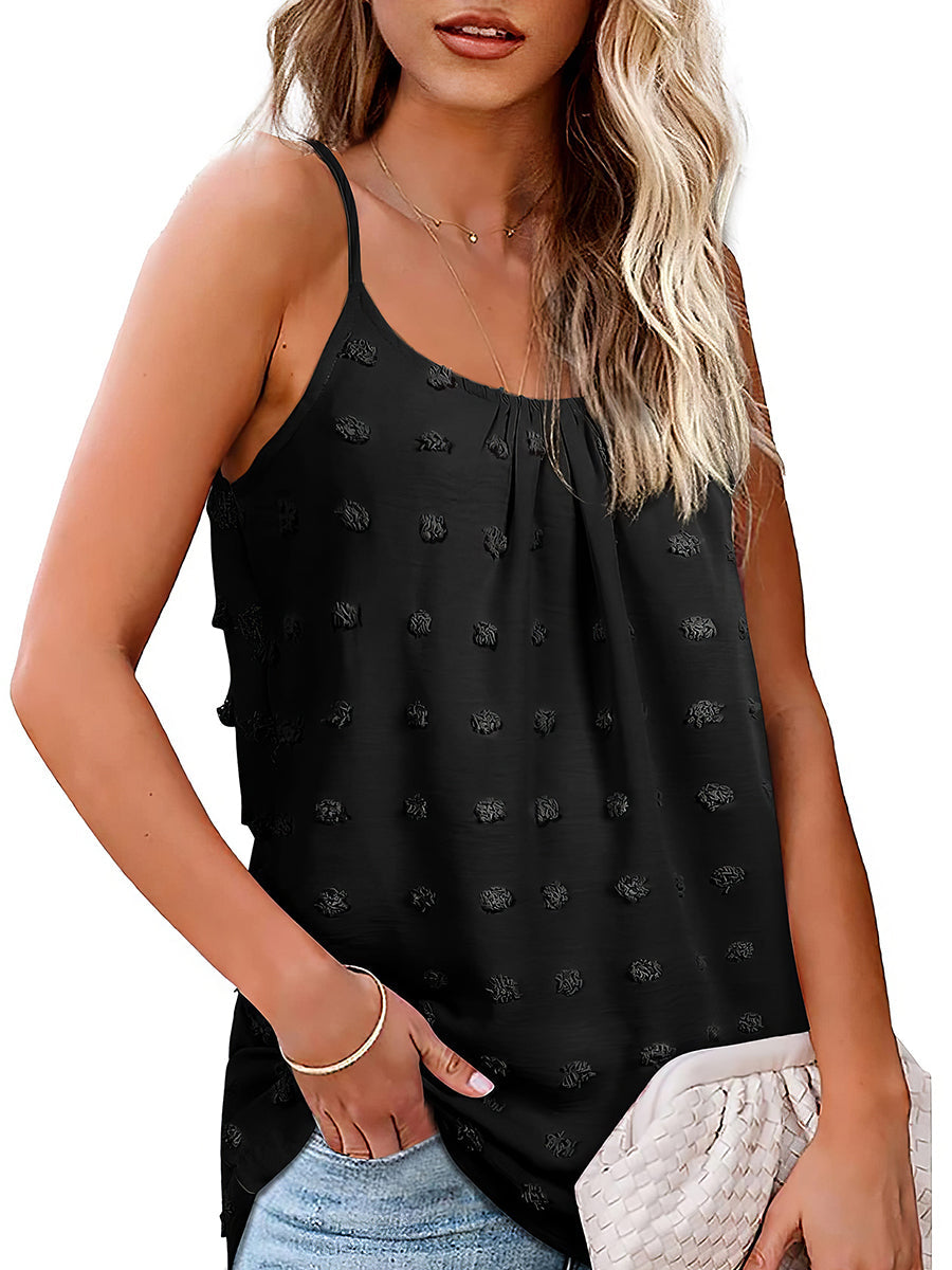 Tank Tops - Tops Round Neck Pompom Sleeveless Tank Top - MsDressly