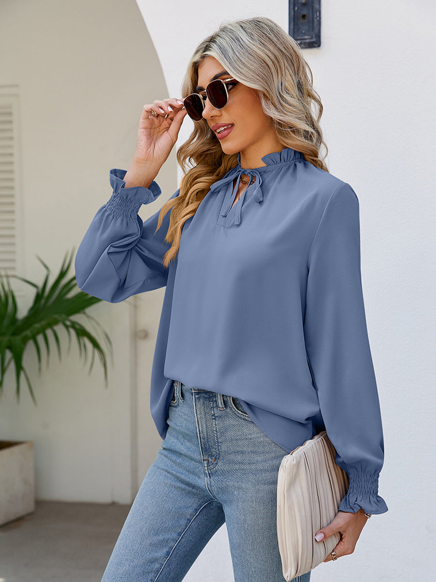 Blouses - V Neck Bandal Soft Fashionable Blouse - MsDressly