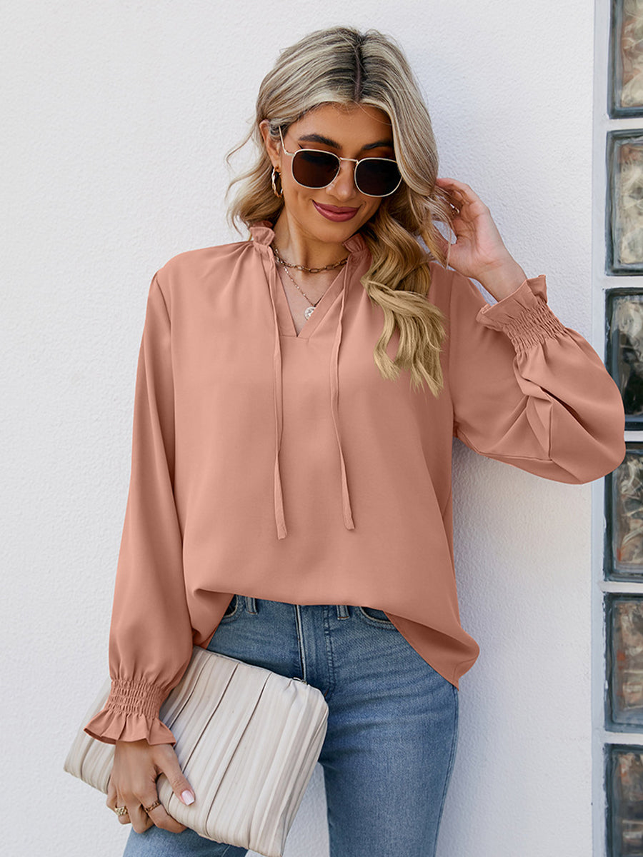 Blouses - V Neck Bandal Soft Fashionable Blouse - MsDressly