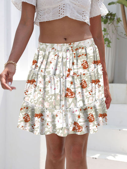 Mini Dresses - Floral Tiered Ruffle Cute Flowy Chiffon Mini Dress - MsDressly