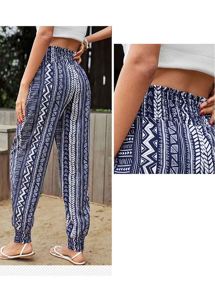 Pants - Pocket Print High Waist Pants - MsDressly