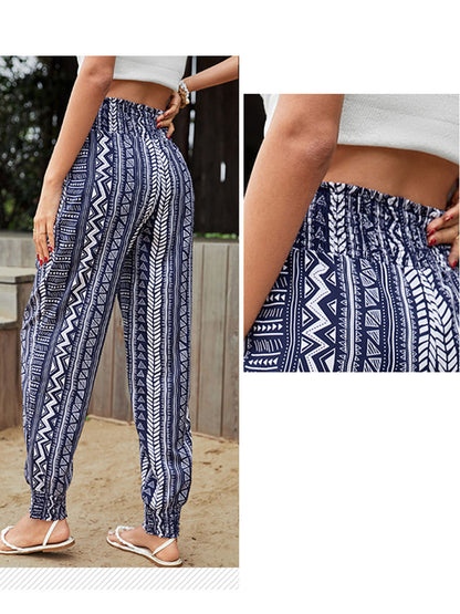 Pants - Pocket Print High Waist Pants - MsDressly