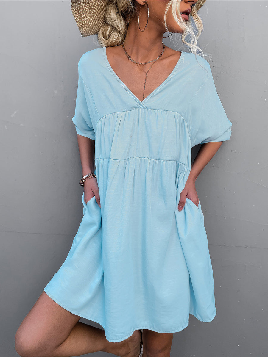 Mini Dresses - Tie Back Pocket Mini Dress - MsDressly