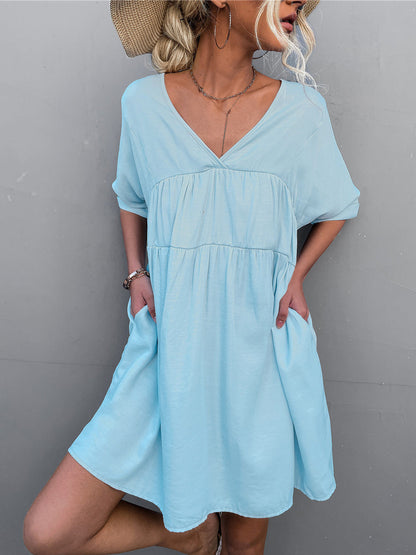 Mini Dresses - Tie Back Pocket Mini Dress - MsDressly