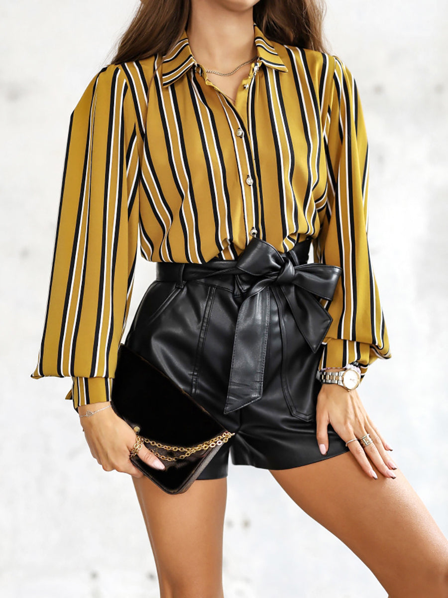 Striped Long Sleeve Loose Comfortable Casual Blouse