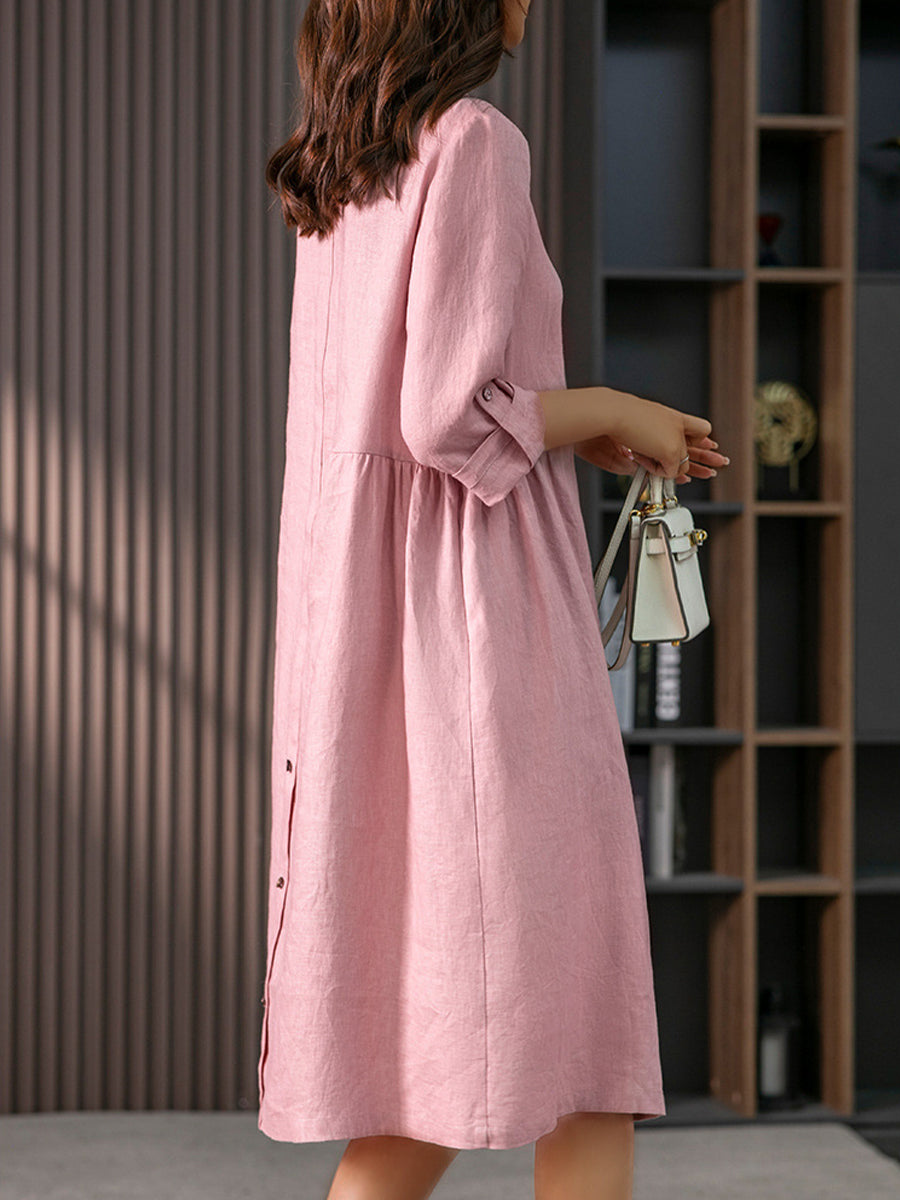 Midi Dresses - Elegant French Show Thin Solid Color Midi Dress - MsDressly