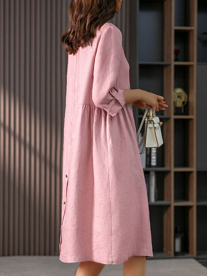 Midi Dresses - Elegant French Show Thin Solid Color Midi Dress - MsDressly