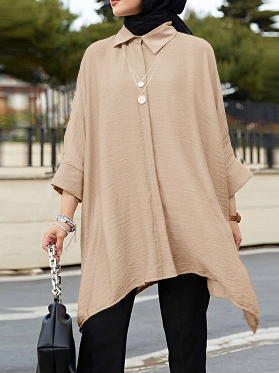 Blouses - Solid Color Fashionable Casual Loose Blouse - MsDressly
