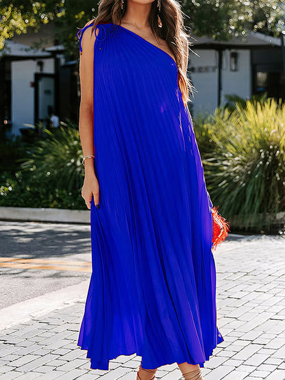 One Shoulder Temperament Commuting Irregular Midi Dress