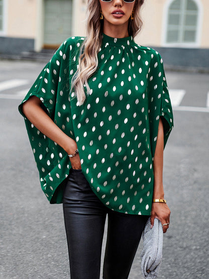 Loose Stand Collar Elegant Commuting Long Sleeved Blouse