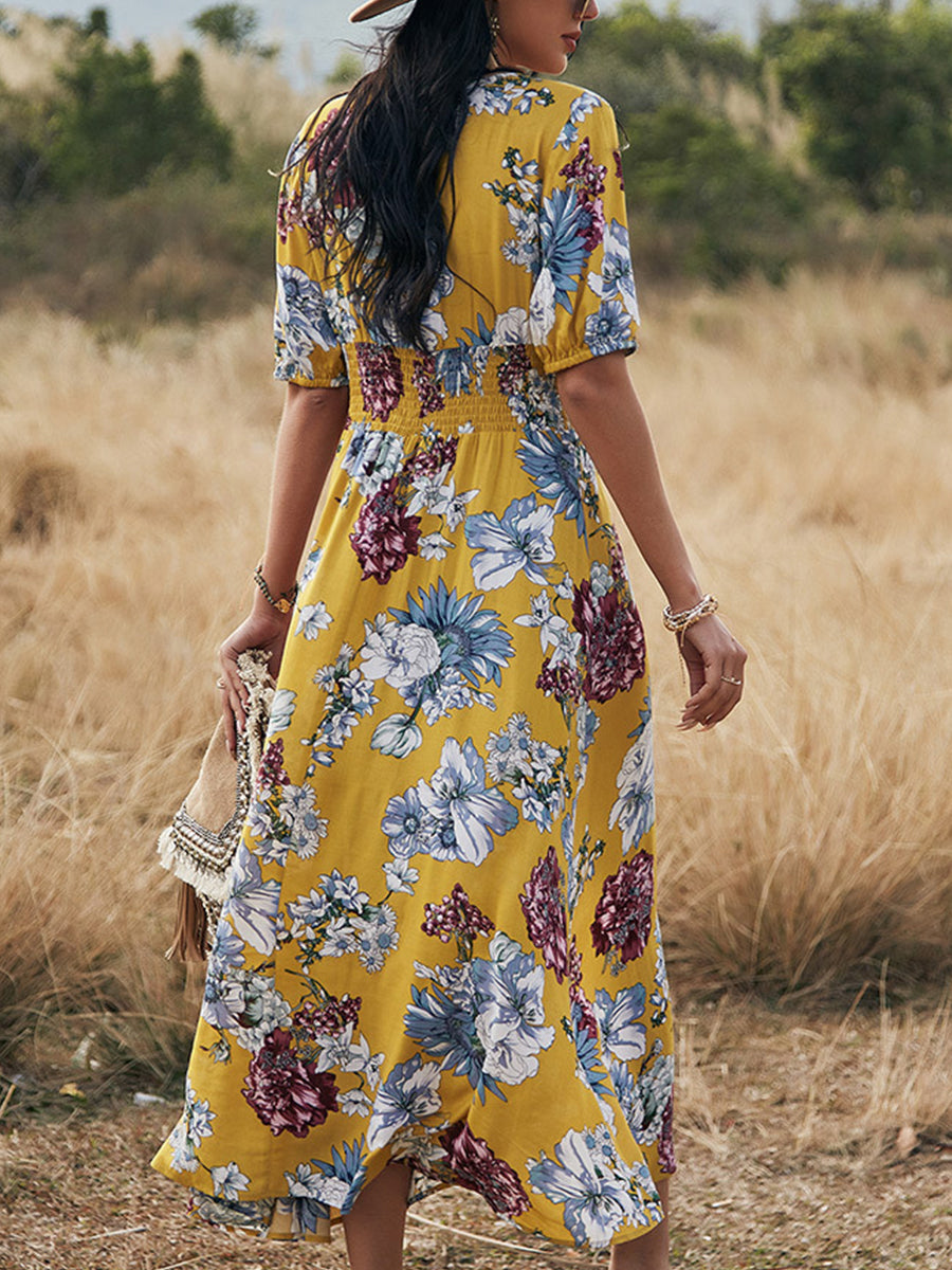 Midi Dresses - Sexy Printed Waist Slimming Midi Dress - MsDressly