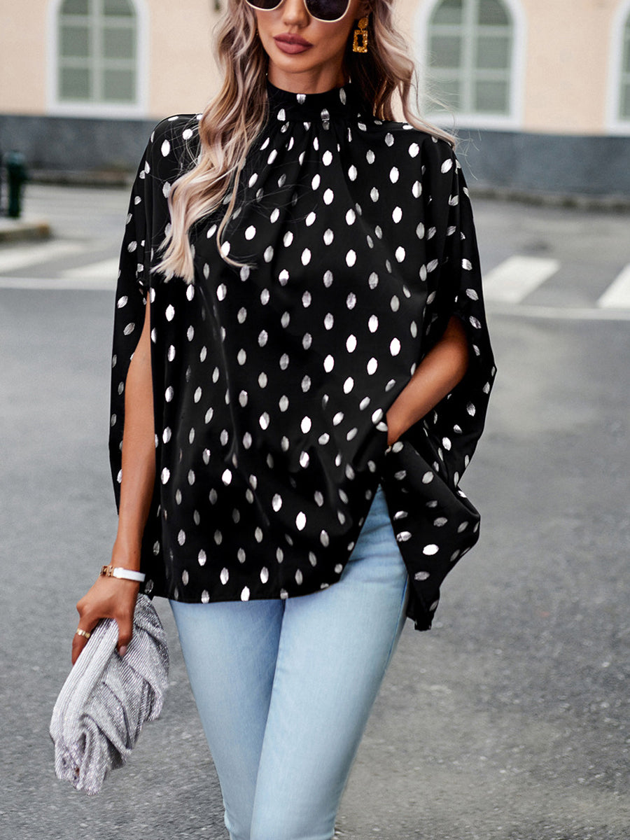 Loose Stand Collar Elegant Commuting Long Sleeved Blouse