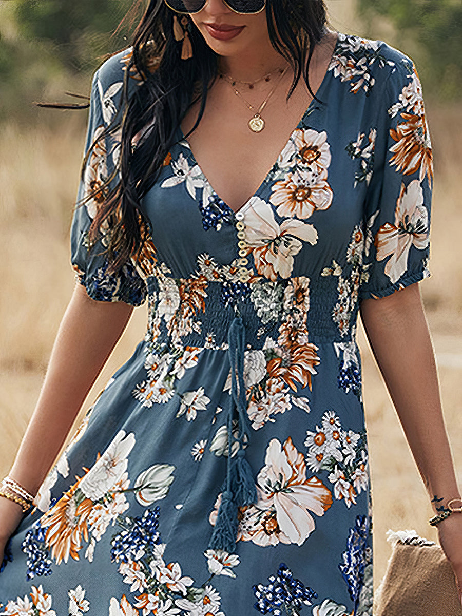 Midi Dresses - Sexy Printed Waist Slimming Midi Dress - MsDressly