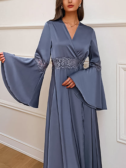 Pajamas - Ice Silk Lace Stitching Backless Sexy Pajama - MsDressly