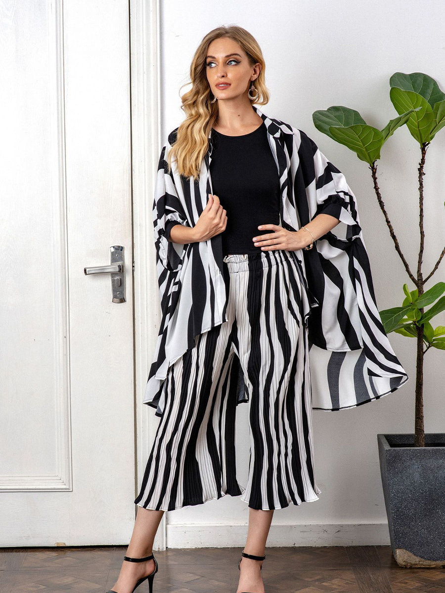 Sets - Personality Print Loose Dolman Sleeve Two-Piece Set - MsDressly