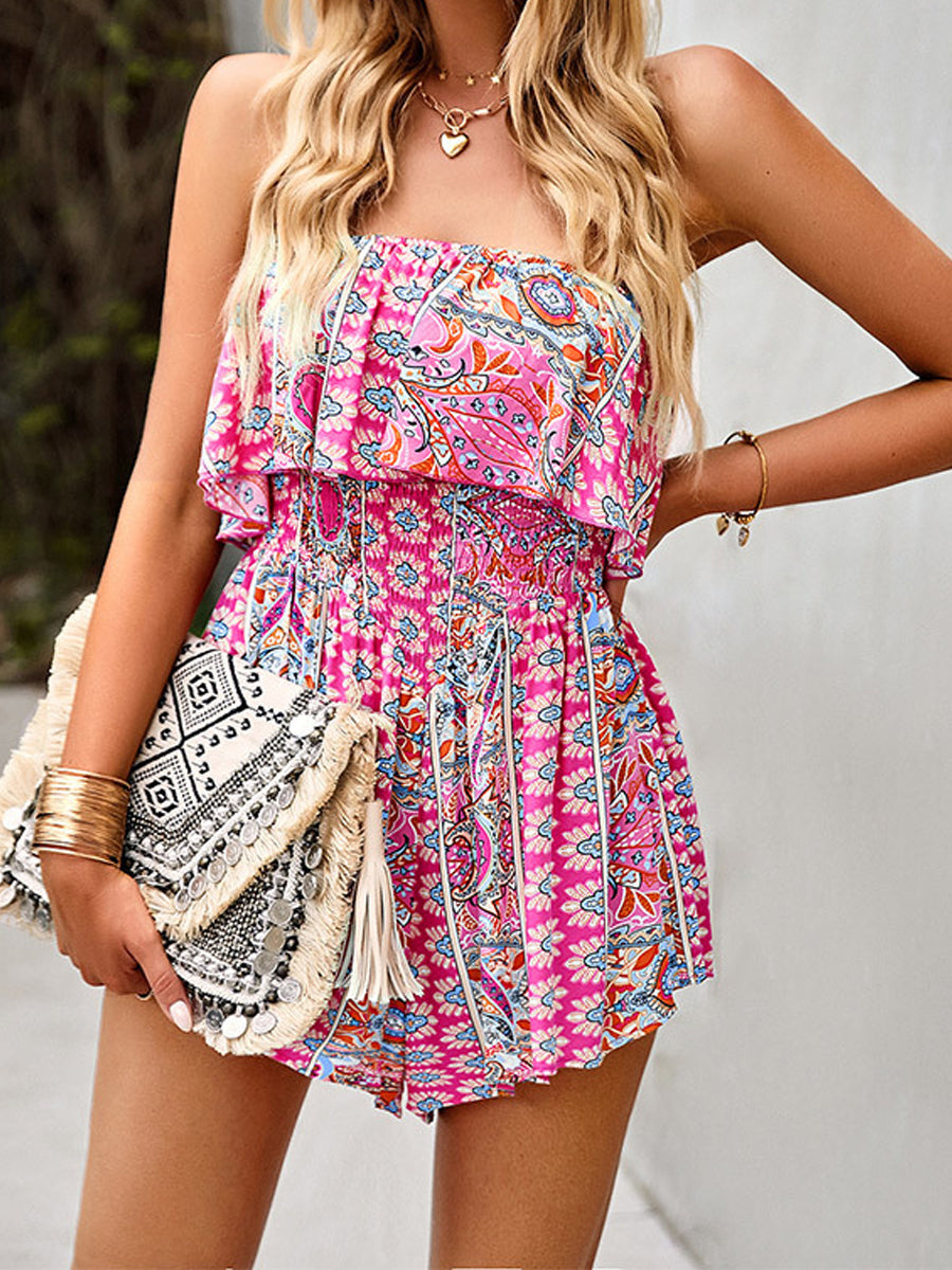 Jumpsuits - Smocked Waist Strapless Jumpsuit - MsDressly