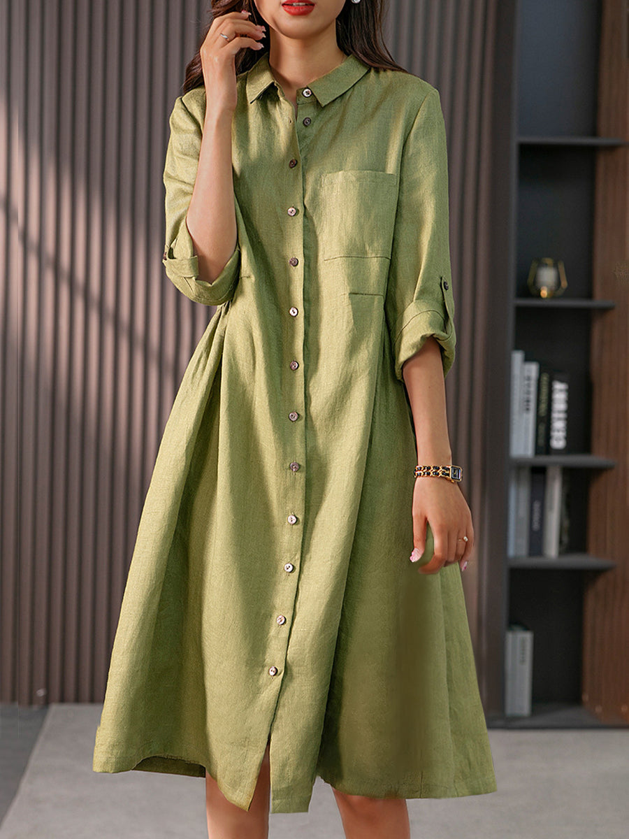 Midi Dresses - Elegant French Show Thin Solid Color Midi Dress - MsDressly