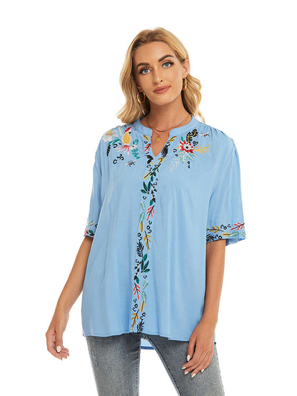 Blouses - Fashion Embroidery Temperament Commuter Blouse - MsDressly