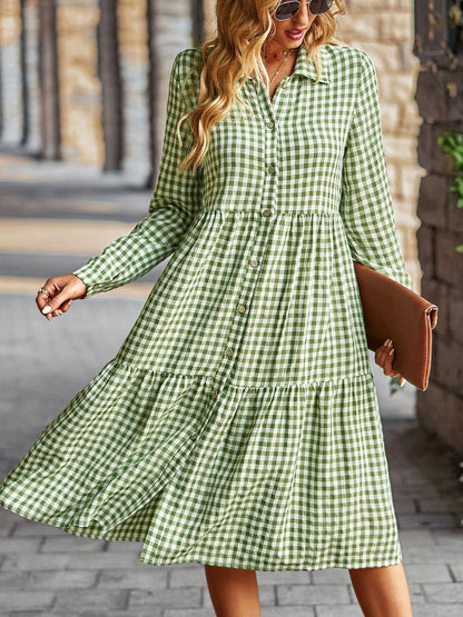 Midi Dresses - Elegant Casual Commuter Striped V Neck Midi Dress - MsDressly