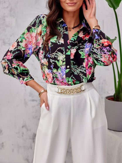 Blouses - Loose And Elegant Printed Breasted Blouse - MsDressly