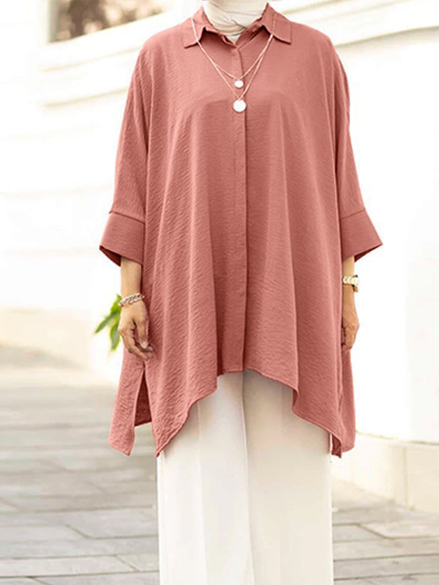 Blouses - Solid Color Fashionable Casual Loose Blouse - MsDressly
