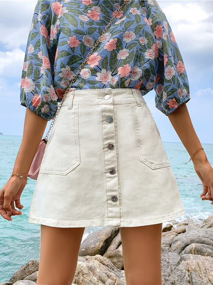 Mini Dresses - Hem Button Down Midi Jeans Mini Dress - MsDressly