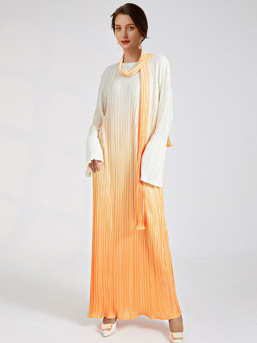 Maxi Dresses - Pleated High Waist Commuting Temperament Maxi Dress - MsDressly