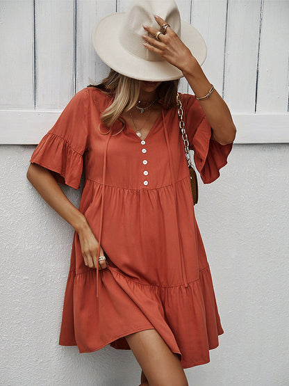 Mini Dresses - Solid Color Sexy Temperament Casual Mini Dress - MsDressly