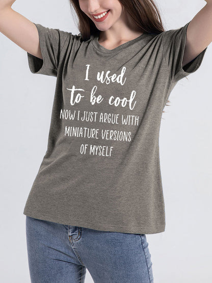 T-Shirts - Loose Round Neck Letter Short Sleeve T-Shirt - MsDressly