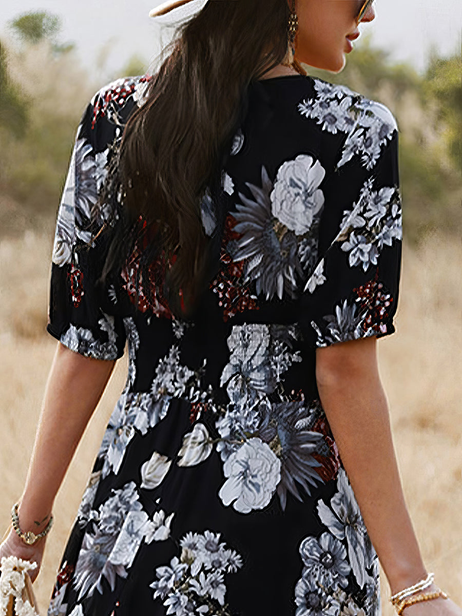 Midi Dresses - Sexy Printed Waist Slimming Midi Dress - MsDressly