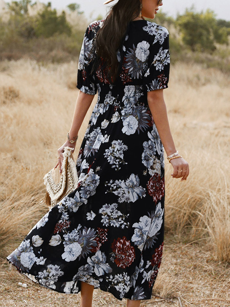 Midi Dresses - Sexy Printed Waist Slimming Midi Dress - MsDressly