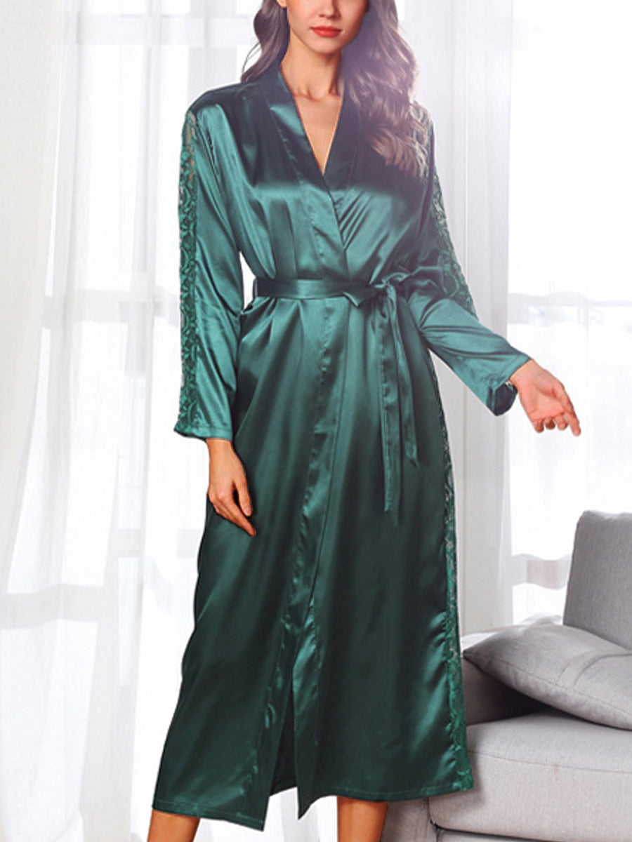 Pajamas - Tie Loose Sexy Solid Color Long Pajama - MsDressly