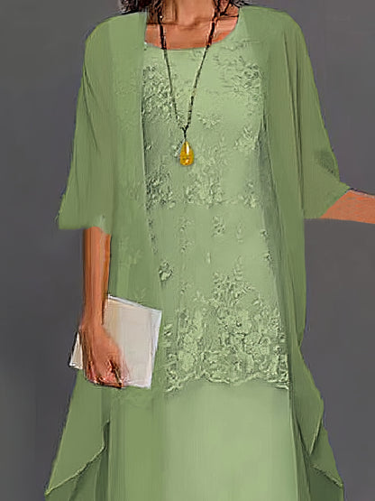 Floral Embroidered Lace Midi Dress Set