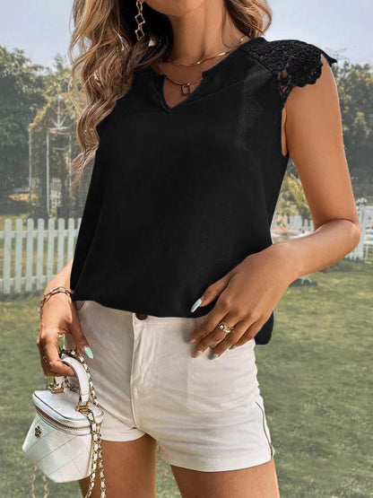 Casual Commuting Letter V Neck Chiffon T Shirt