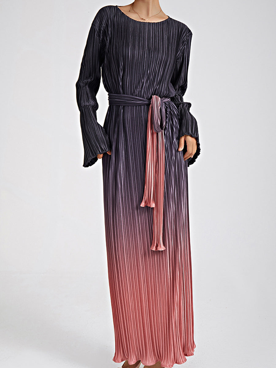 Maxi Dresses - Pleated High Waist Commuting Temperament Maxi Dress - MsDressly