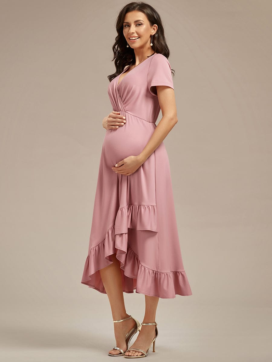 Ruffled High Low Maternity Dresses