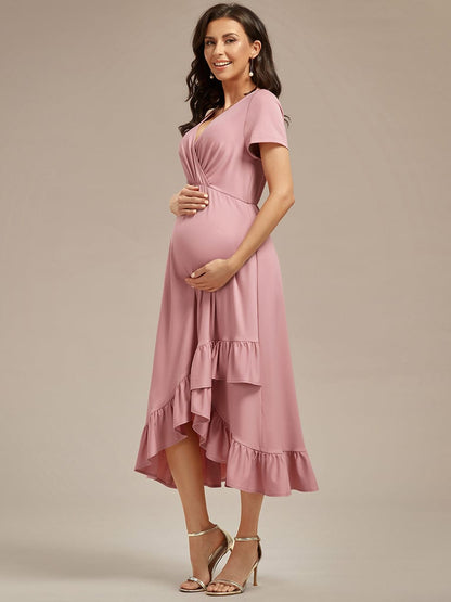 Ruffled High Low Maternity Dresses 