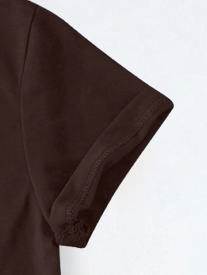 Heartfelt Literary And Coffee Graphic Print T-shirt Short Sleeve Crew Neck Casual Top For Summer & Spring Women's Clothing