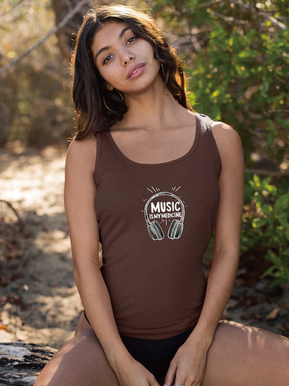 Inspirational and Stylish Design Headphone Print Crop Tank Top Sleeveless Casual Top For Summer & Spring Women's Clothing