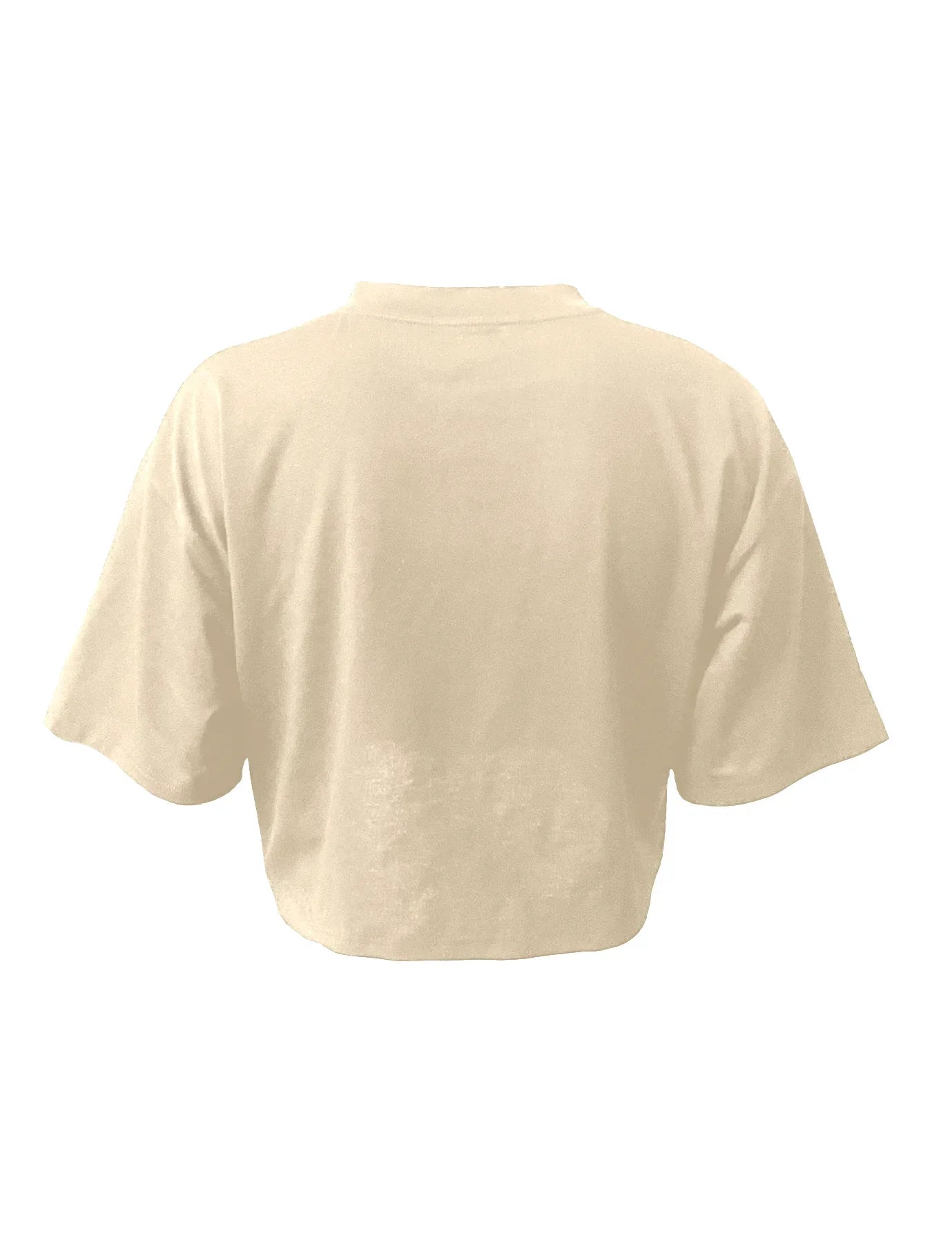 Barcelona Skyline With Bold Barcelona Print Crew Neck Crop T-Shirts Casual Short Sleeve Top For Spring & Summer Women's Clothing